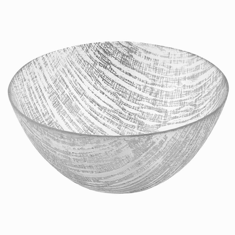 11 Hand Crafted Glass Silver Accent Salad Or Serving Bowl 11 Hand Crafted Glass Silver Accent Salad Or Serving Bowl
