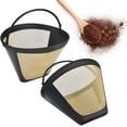 thumbnail image 1 of 2 PCS 304 Gold Steel Coffee Filter 10cm Permanent Coffee Filter Rust Proof Reusable Corrosion Reusable Coffee Dripper for Coffee Maker Kitchen Office Cafe Bakery, 1 of 5
