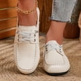thumbnail image 2 of Rokment Women's Oxfords Dress Walking Shoes Vintage Casual Leather Lace up Flat Comfortable Soft Sole Slip on Fashion Sneakers White Size 7.5, 2 of 9