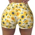 thumbnail image 2 of Haiem Blue Floral Sunflower No Front Seam Biker Shorts for Women Yoga Workout Gym Bike Shorts with Tummy Control Moisture-Wicking-XX-Large, 2 of 9