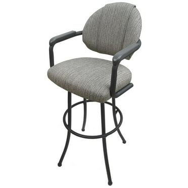 Tobias Designs 30" Swivel Metal Bar Stool with Upholstered Seat in Gray