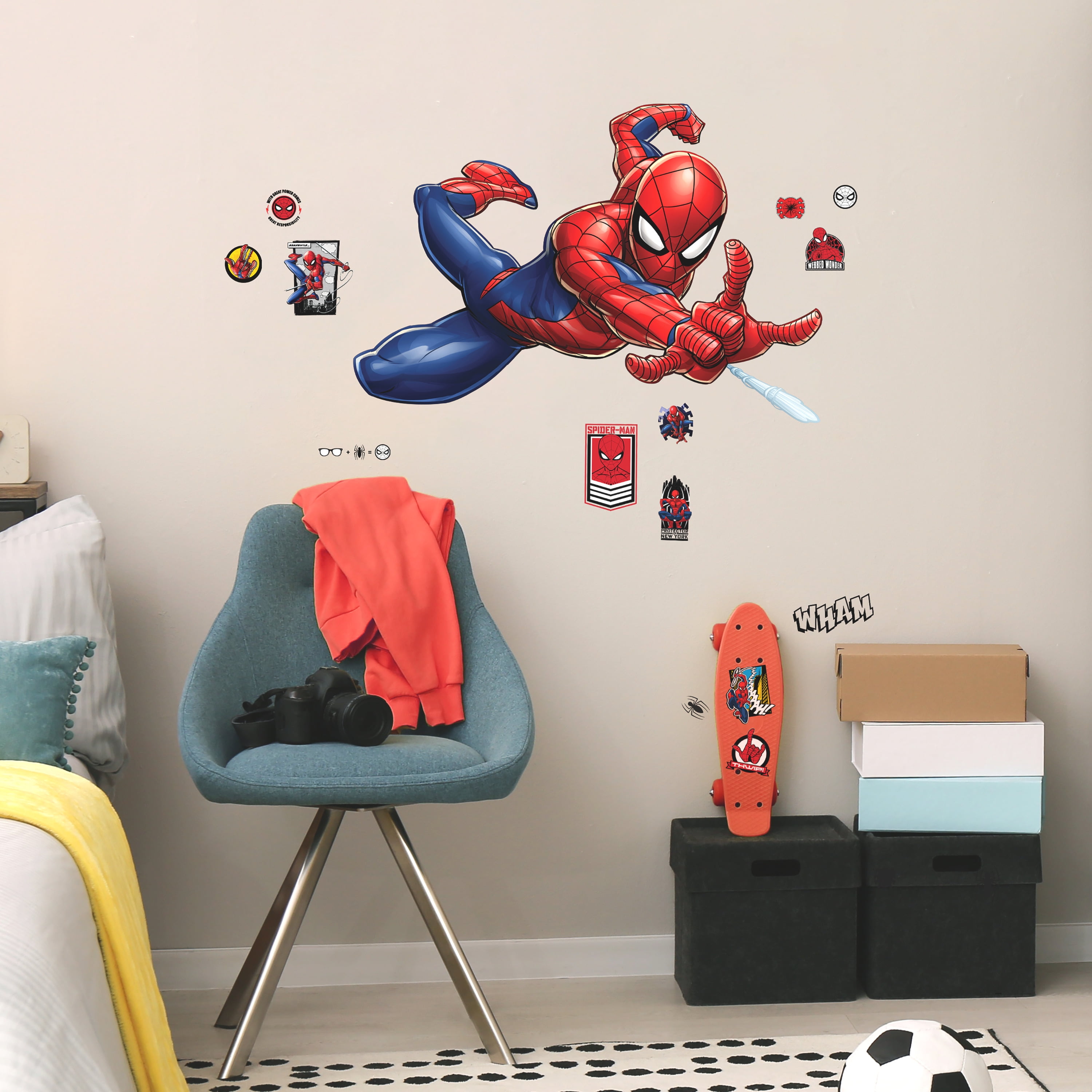 RoomMates Spider-Man Extra Large Peel and Stick Wall Decals, 41.27 inches x 28.12 inches, Red
