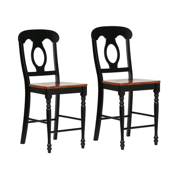 Sunset Trading Black Cherry Selections Wood Barstools in Black (Set of 2)