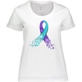 thumbnail image 3 of Inktastic Suicide Prevention Ribbon with Blue and Purple Hearts Women's Plus Size T-Shirt, 3 of 5