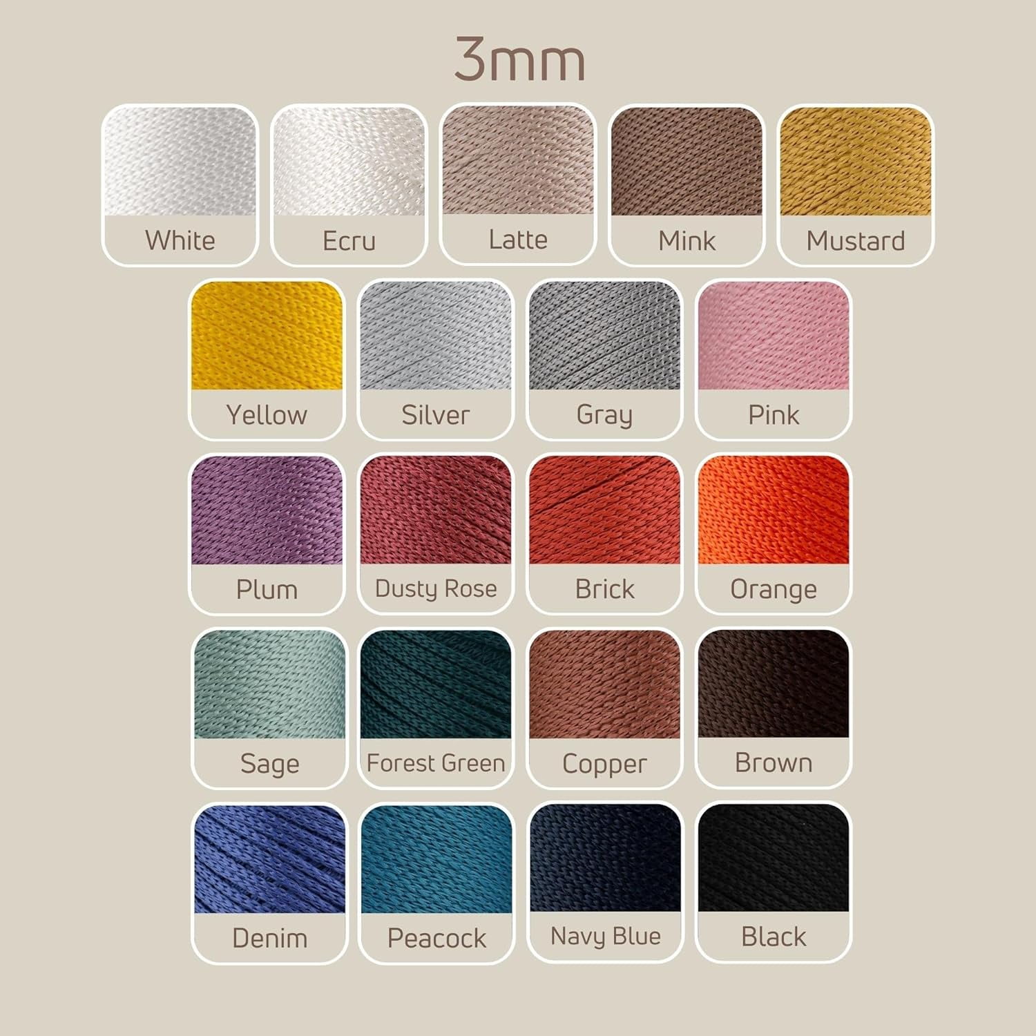 2 Skeins of Sensy Premium 3mm 131 Yards Polyester Rope 100% Polypropylene Cord Macrame Cord 3mm Crochet Bag Cord Macrame Rope Crochet Thread Gift for Knitter (Sage)