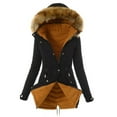 thumbnail image 1 of Veste pour Femmes Hiver Femmes Dames Veste Chaude Hiver Uni Manteau à Revers Col à Capuche en Laine d'Agneau Vêtement d'Extérieur, 1 of 1