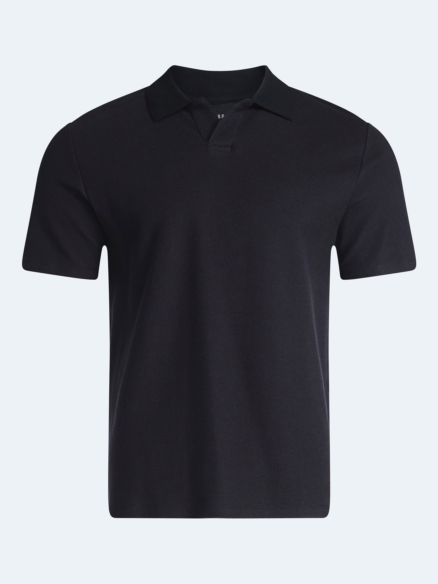 Free Assembly Men's Honeycomb Johnny Collar Cotton Polo Shirt with Short Sleeves, Sizes S-XXXL