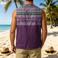 thumbnail image 4 of GrmtClth Ethnic Floral Aztec Print Mens Sleeveless Vest, Breathable Linen Blend Button Front Outdoor Travel Casual Top Purple L, 4 of 5
