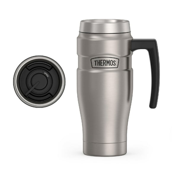 Thermos SK1000MSTRI4 Gobelet de Voyage King en Acier Inoxydable de 16 Onces avec Poignée, Acier Mat, Gris, SK1000MSTRI4, 24 oz