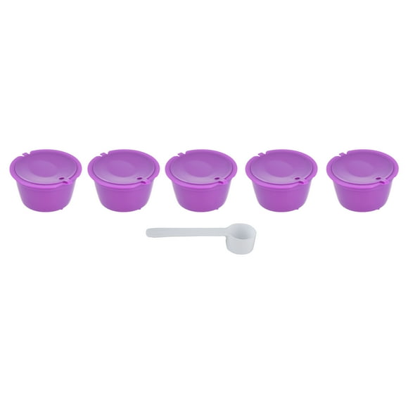 Taza de filtro de café reutilizable con cápsula de café de 50ml con cuchara para máquina de café DOLCE GUSTO, 5 uds., color morado
