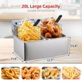 thumbnail image 3 of Faitaliicy Commercial Electric Deep Fryer Dual Tank Countertop Fryers 20L Stainless Steel Kitchen Frying Machine With 2 Basket Adjustable Temperature Control Perfect For Home Restaurant, 3 of 7