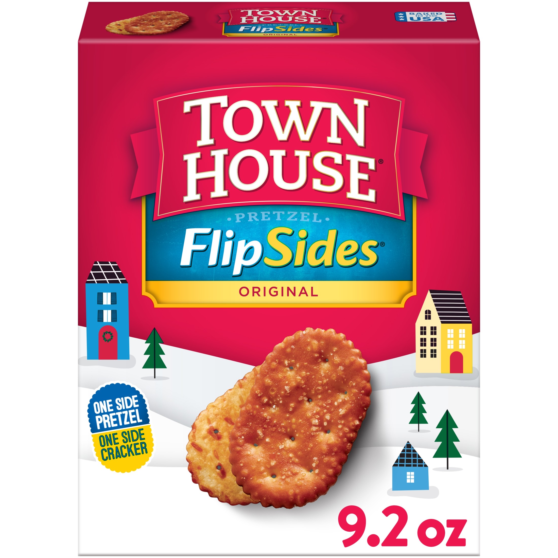 (12 pack) Town House FlipSides Original Oven Baked Crackers, Lunch Snacks, 9.2 oz