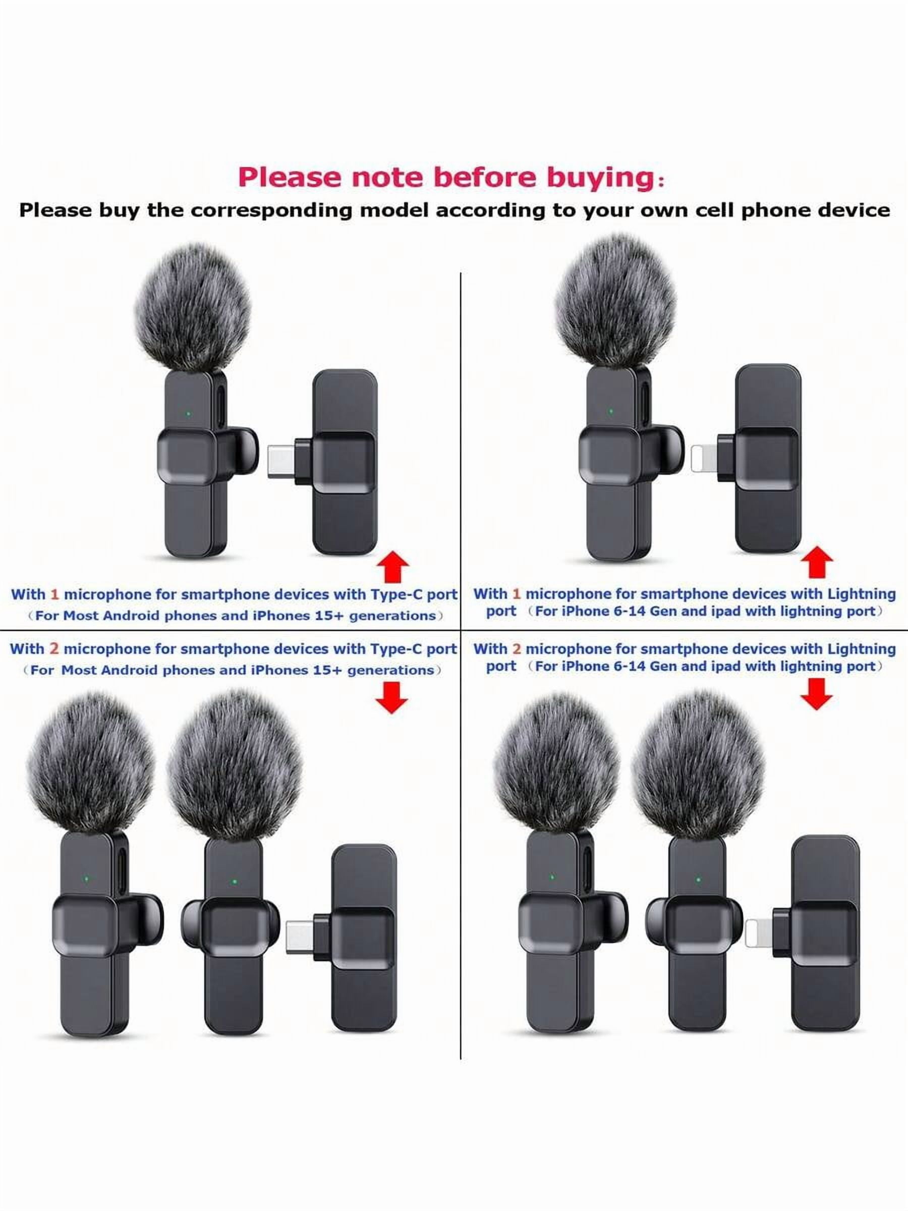 Professional Wireless Lavalier Microphone For Smartphone, Plug-Play Wireless Microphone For Video/Audio Recording, Clip On Lapel Mic For Interview/Vlog/Teaching