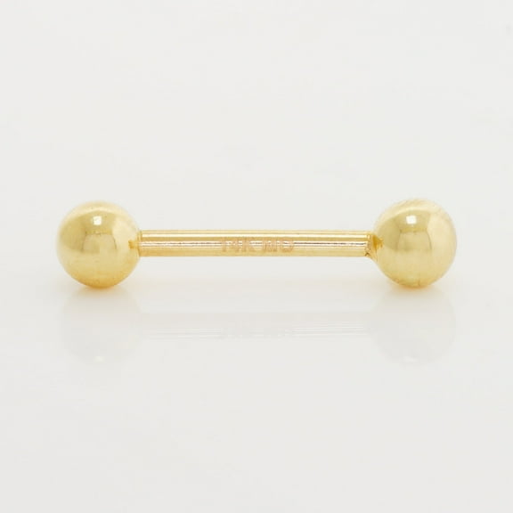Anygolds 14K REAL Solid Gold 5mm Plain Ball Straight Industrial Barbell Nipple Body Piercing Jewelry 14Gauge - MBJ4531Y Yeloow Gold