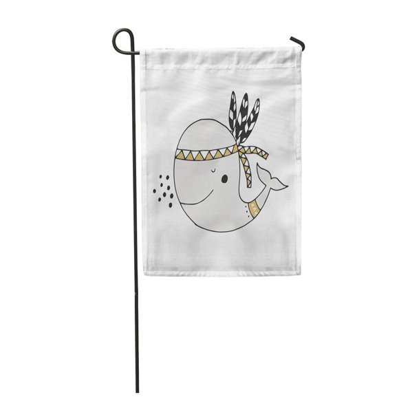 NUDECOR Cute Nursery Whale in Scandinavian Monochrome Awesome Baby Garden Flag Decorative Flag House Banner 12x18 inch