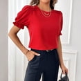 thumbnail image 4 of Stichou Women's Puff Short Sleeve Tops Spring Summer 2026 Crew Neck Trendy Outfits Casual T Shirts Beach Vacation Fashion Clothing Red S, 4 of 6