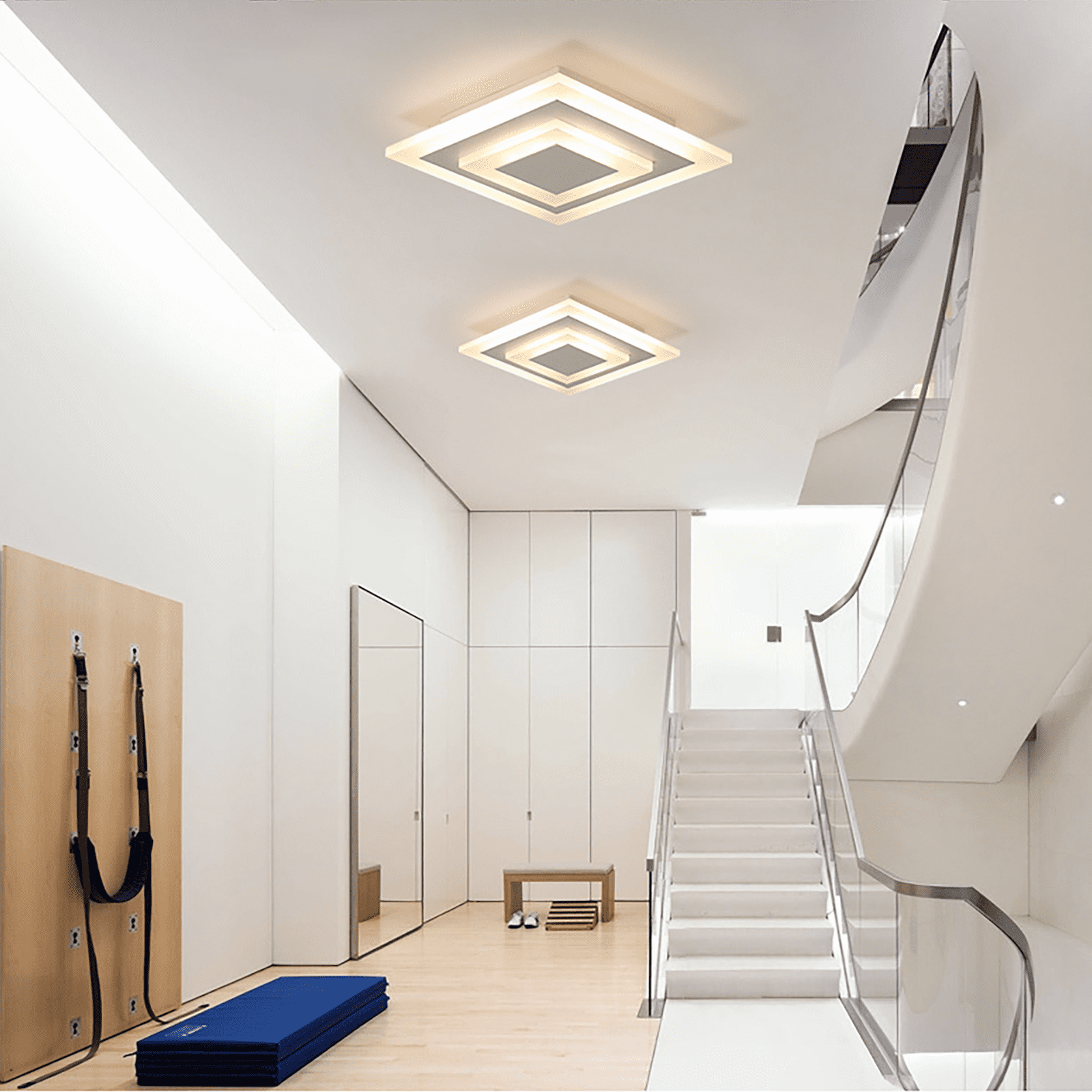 ADISUN Square LED Ceiling Lighting Modern Acrylic Flush Mounted Light Fixture Ceiling Lamp Warm Light for Bedroom Living Room Hotel Corridor, White