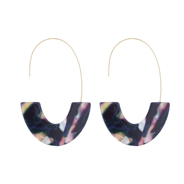 1 par de aretes en forma de U con estampado de leopardo geométrico universal colgantes para la oreja suministros elegantes para fiestas para Ropa, zapatos y accesorios Miscelánea Morado oscuro Sonducket AP010170-09