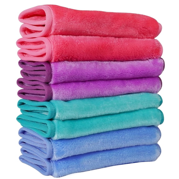 Makeup Remover Cloths, 8 Packs Makeup Remover Towels Reusable Face Wash Cloth, Soft Microfiber Face Cloth for Women