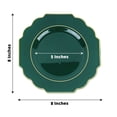 thumbnail image 3 of Efavormart 10 Pack | 8" Hunter Emerald Green Hard Plastic Dessert Appetizer Plates, Disposable Tableware, Baroque Heavy Duty Salad Plates With Gold Rim, 3 of 11