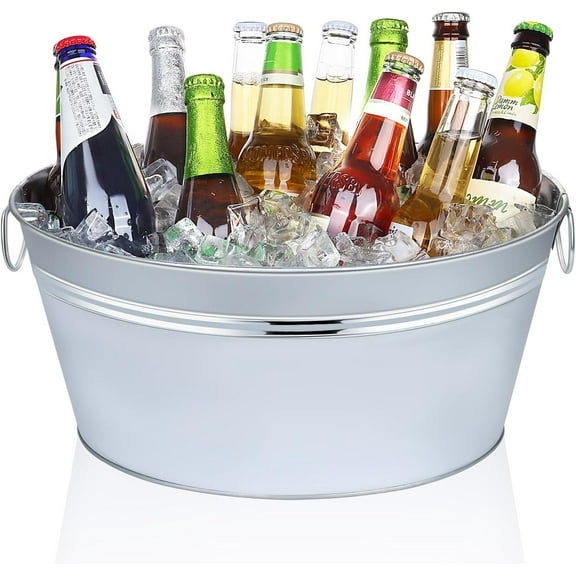 Ice Buckets for Parties 3 Gallon Galvanized Beverage Metal Tub Champagne Drink Wine Large Ice Bucket for Cocktail Mimosa Bar Supplies