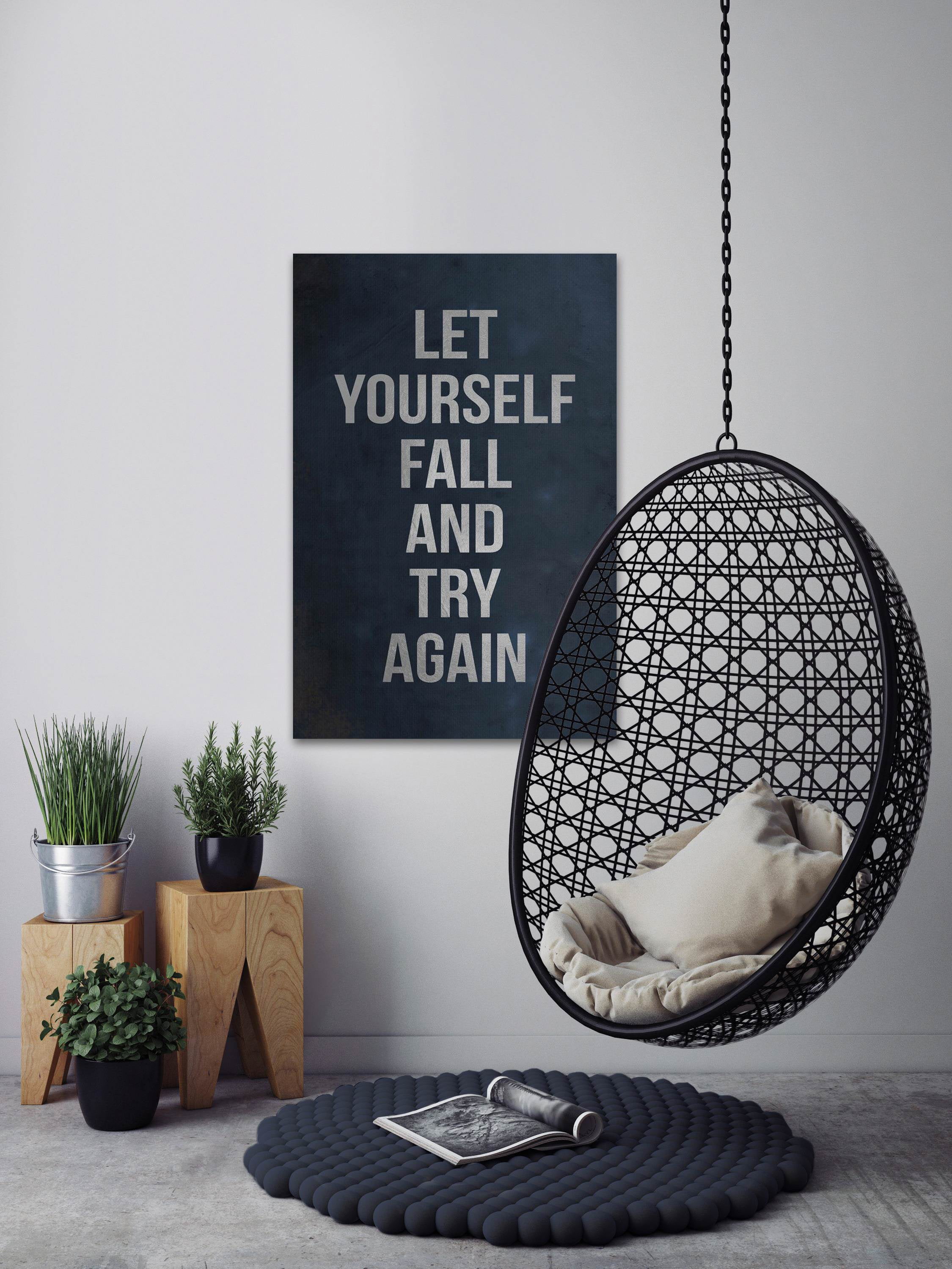 Let Yourself Fall and Try Again Painting Print on Wrapped Canvas