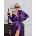 thumbnail image 3 of Ekouaer Silk Robes for Women Shawl Collar Satin Bathrobe Long Bride Wedding Party Robe Lightweight Sexy Sleepwear, 3 of 6