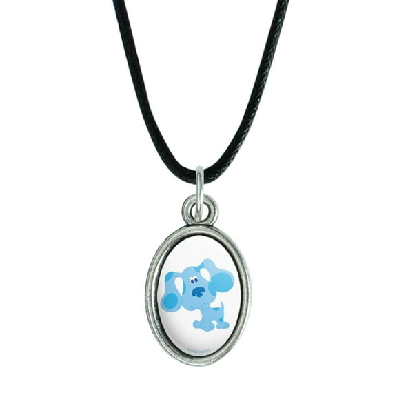 Happy Blue's Clues Antiqued Oval Charm Pendant with Black Satin Cord