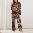 thumbnail image 2 of Saiise Flower Crown Cat Print Women Soft Pajama Sets,Long Sleeve Sleepwear Button Up 2-Piece Pjs Lounge Sets-Small, 2 of 7