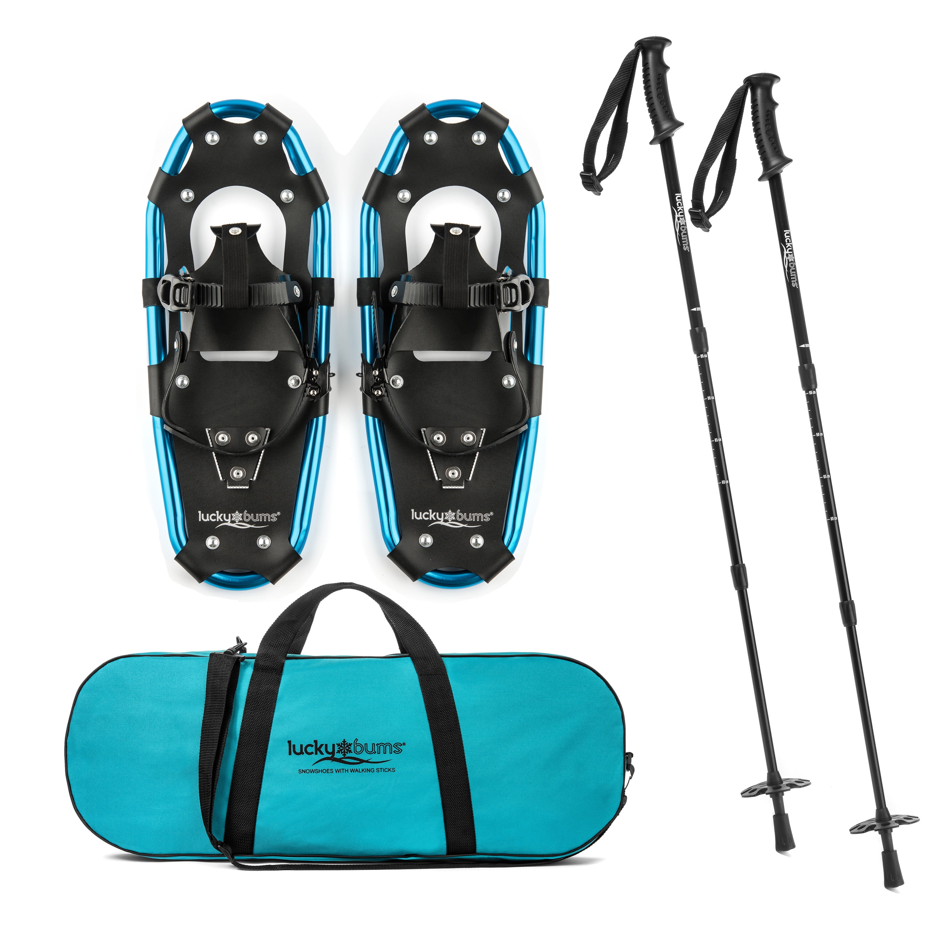 Lucky Bums Youth and Adult Snowshoes with Trekking Poles, Green, 14-inch by Lucky Bums
