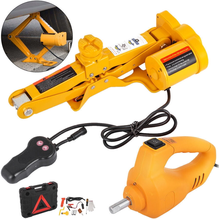 3 Ton Electric Scissor Car Jack Lift Tool Kit Auto Floor Jack W/ Impact