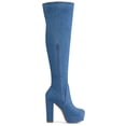 thumbnail image 3 of BLISSFUL STEP Women's Boot Platform Block Heel Over Knee Boots Denim Blue 10, 3 of 8
