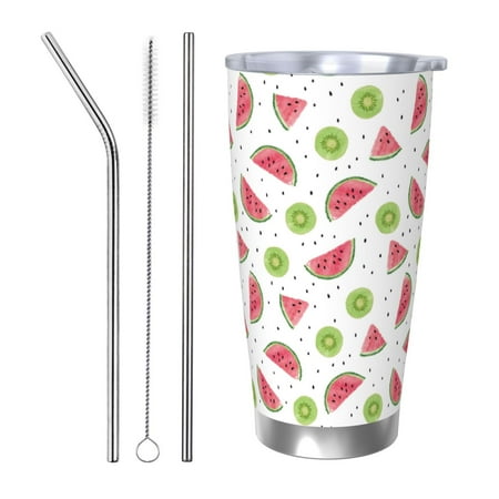 

Goofa Watermelon And Kiwi for 20 oz Skinny Tumbler Stainless Steel Coffee Mug Slim Vacuum Insulated Travel Cup Car Cup-Straw Three-piece Set