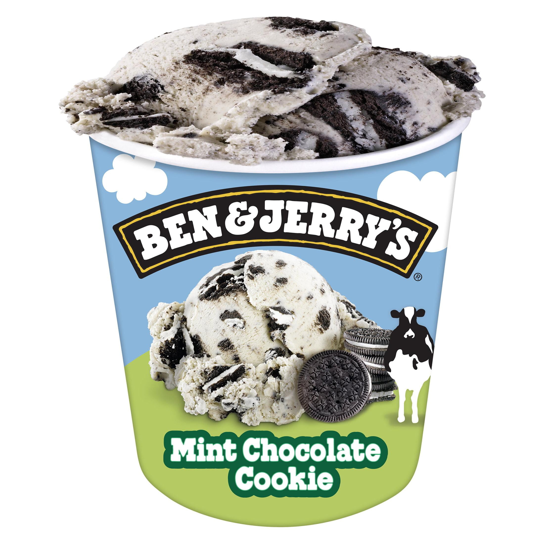 Ben & Jerry's Mint Chocolate Peppermint Ice Cream Kosher Milk Cage-Free Eggs, 1 Pint