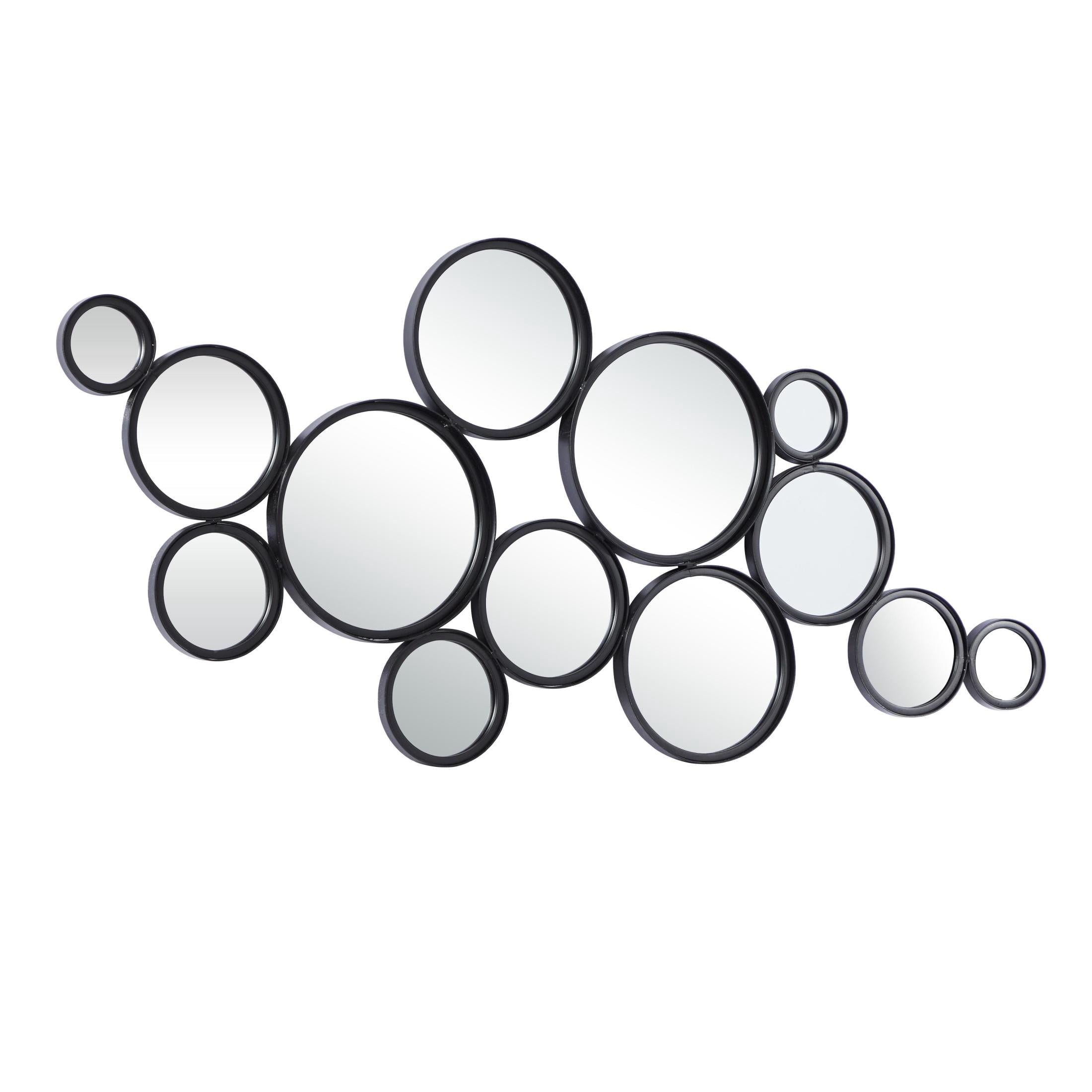 DecMode Contemporary Metal Bubble Cluster Inspired Wall Mirror, 24"W x 52"H with Black Frame Matte Finish