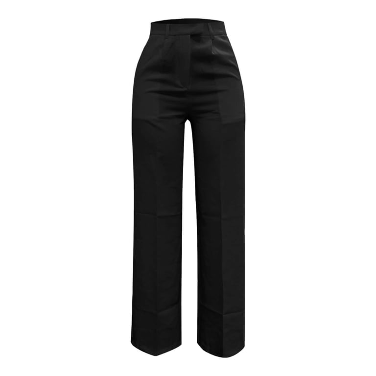 SONXAHE Pleated High Rise Wide Leg Pants For Women Front Seam Neat