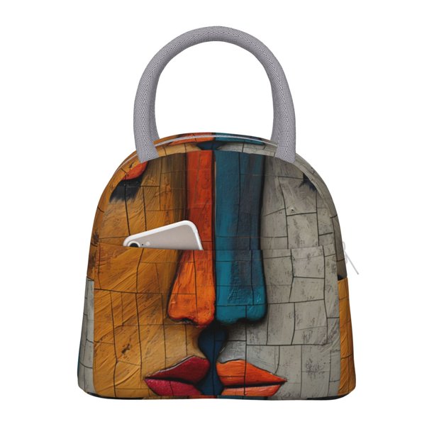 Easygdp Abstract Colorful Duality Bolsa de Almuerzo Insulada Grande, Forro de Aluminio, Diseño Espacioso, a Prueba de Fugas, Ideal para Trabajo, Picnics, Viajes y Actividades al Aire Libre