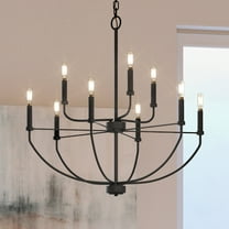 Luxury Modern Farmhouse Chandelier, 27H x 28W, with Coastal Style, Midnight Black, UHP3975 by Urban Ambiance
