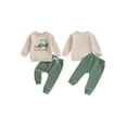 thumbnail image 2 of Elippeo Boys Autumn 2PCS Outfit Sets Long Sleeve O Neck Letter Tractor Print Tops Solid Color Pants Sets  6 12 18 24 Months 3 Years, 2 of 9