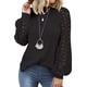 thumbnail image 4 of Sonducket Blusa de manga larga de encaje para mujer Camiseta de color sólido con cuello de encaje Prendas para la parte del cuerpo Negro M, 4 of 6
