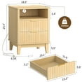 thumbnail image 3 of Fluted Nightstand with Charging Station, Bedside Table with 2 Drawers and Storage Shelf, Mid Century Modern Side Table for Bedroom Living Room,Natural, 3 of 11