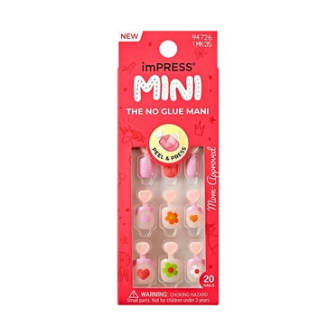 KISS imPRESS Kids  Press on Nails, Fairy Song, Pink, Kids Squoval, 20 Count
