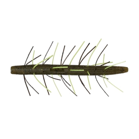 Yamamoto 5 Fuzzy Senko - Green Pumpkin Black Flake / Chartreuse Skirt