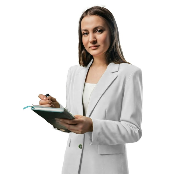Saco Entallado de Mujer Elegante y Versátil Blanco Mediana