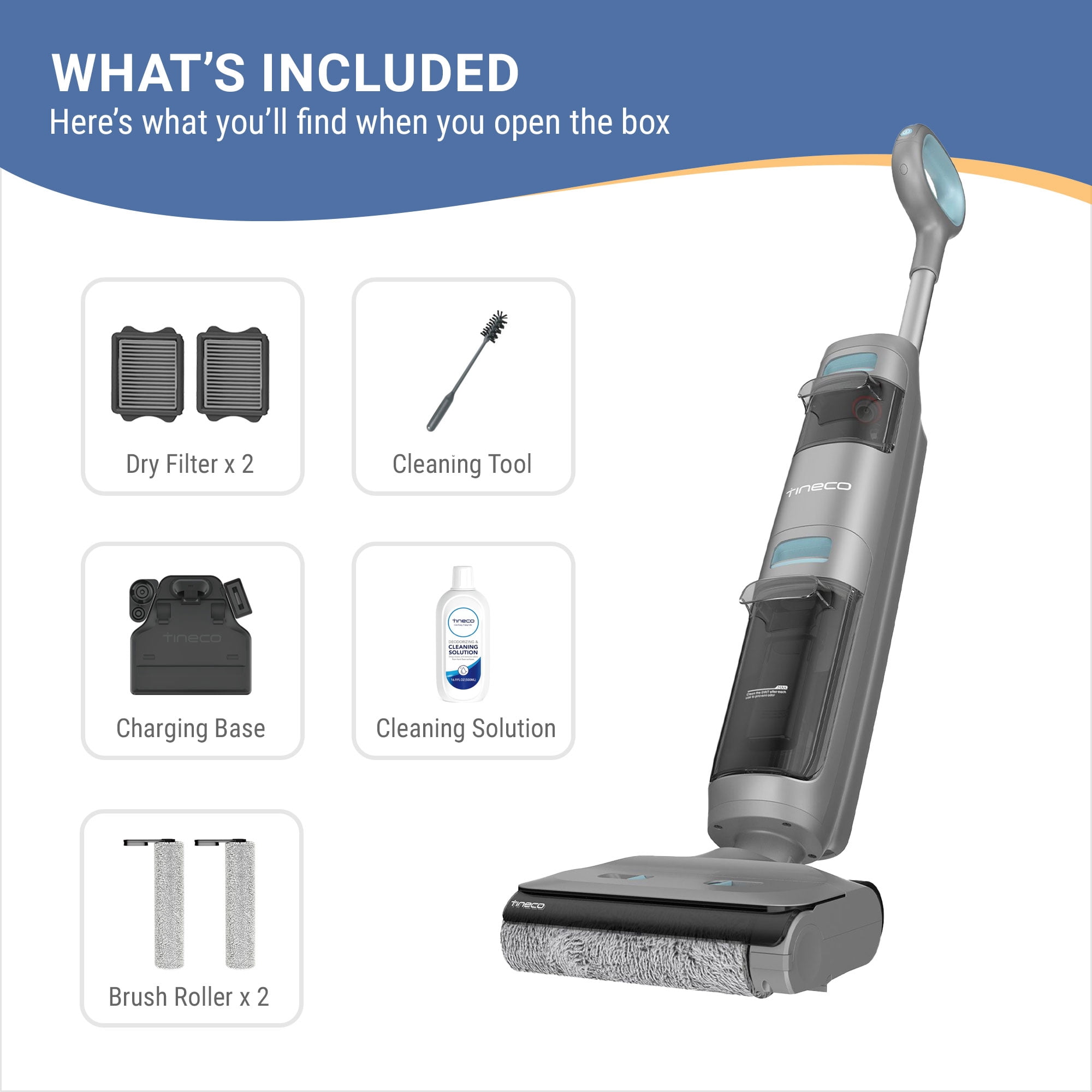 Tineco GO SENSE Cordless Floor Washer with Mess Detection-Titanium Powder Blue (GH 303)