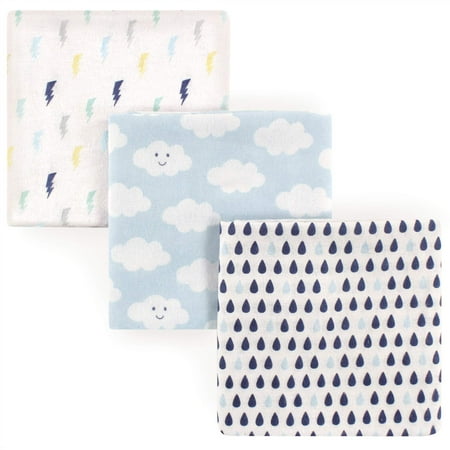 Royal Blue Receiving Blanket - Luvable Friends Baby Boy and Girl Flannel Receiving Blanket, 3-Pack - Boy Clouds