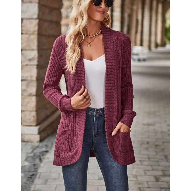 Lightweight Fall Cardigan Sweater For Women Solid Color Open Front Loose  Fit Cardigans Soft Women Coat With Pokets Cogild