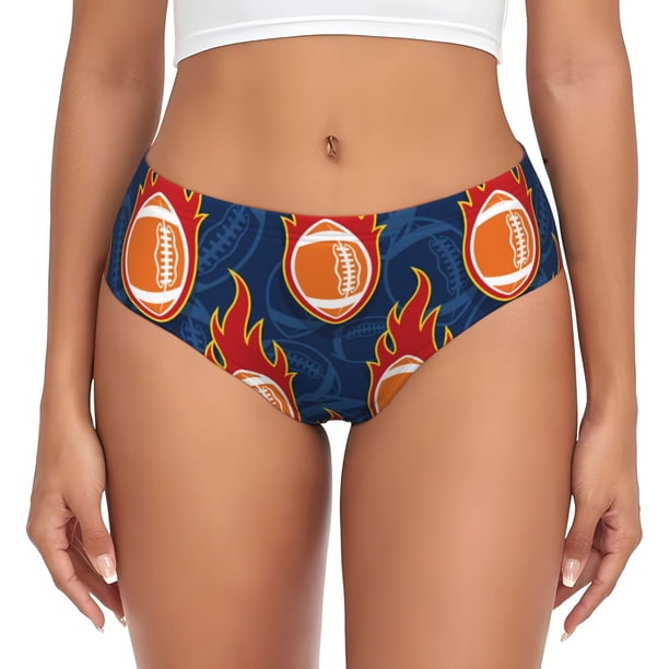 Fotbe American Football and Fire Flames Calzones Estampados para Mujer – Ropa Interior de Algodón, Cómoda, Suave y Elástica-3X-Large