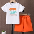 thumbnail image 2 of Gubotare Boys Matching Sets Toddler Baby Boy Clothes Summer Outfits Short Sleeve Button Down Shirt Tops + Solid Shorts Clothing Set 2T 3T (Orange,2-3 Years), 2 of 6