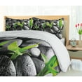thumbnail image 5 of Ambesonne Plant Duvet Cover Sets, Greyscale Stones and Leaves, 2-King, Dark Taupe and Lime Green, 5 of 7